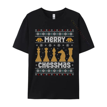 Merry Chessmas Ugly Chess Player Christmas T-Shirts Retro Boy Top T-Shirts Crewneck Combed Cotton Tops Shirt Tops & Tees Casual