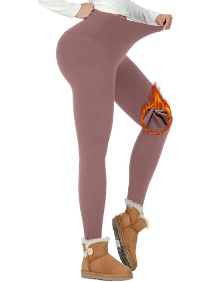 Leggings taille haute doublés en polaire thermique pour femme. Collants chauds et épais pour l'entraînement, pantalons de yoga doux, hiver