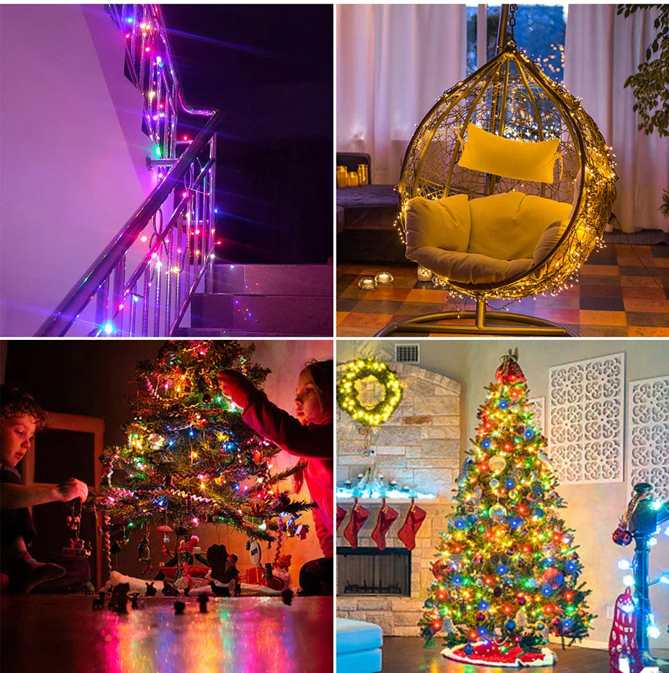 Guirlande lumineuse LED Twinkle Star 100M 50M étanche 8 modes d'éclairage pour jardin extérieur, pelouse, sapin de Noël, décoration de festival