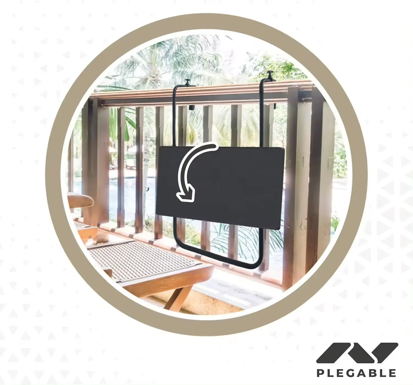 Table pliante rectangulaire, pour balustrade de balcon ou terrasse, couleur anthracite, 60x40x60/67 cm, hauteur réglable, 3 positions d'inclinaison