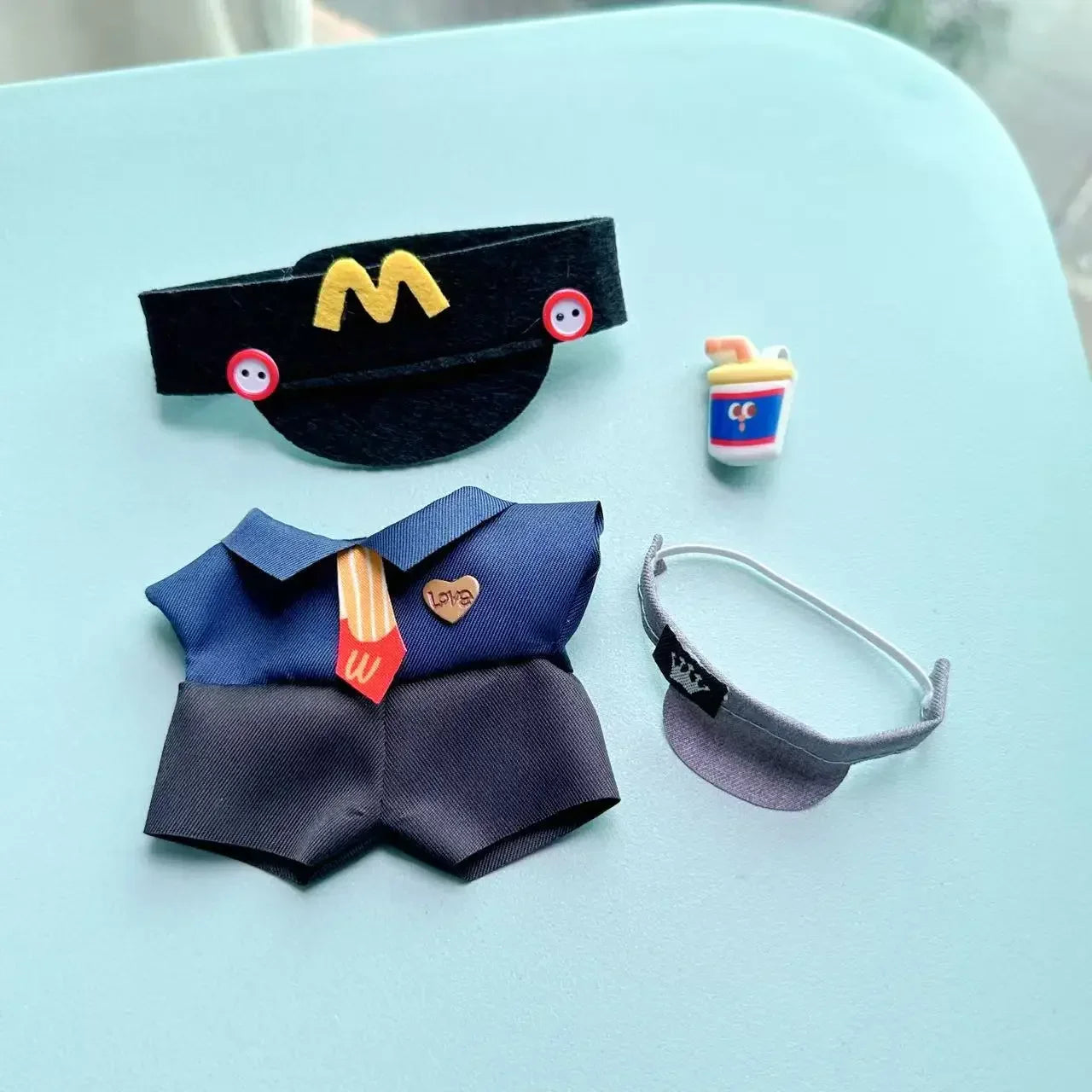 Labubu 17cm Clothes Outfit Accessories For Labubu Dolls Clothing Kids Gift French Fries Apron And M Hat Work Uniforms FF15G