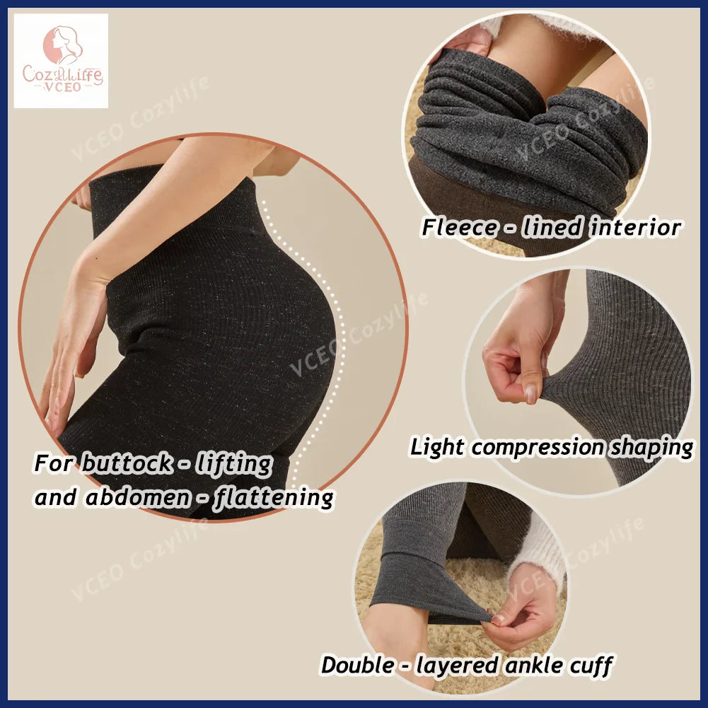 Winter Warm Fleece Lined Leggings Thickened Lounge Pants Extra Warm Heavyweight 300g Plush Fleece Thermal Leggings for Women
