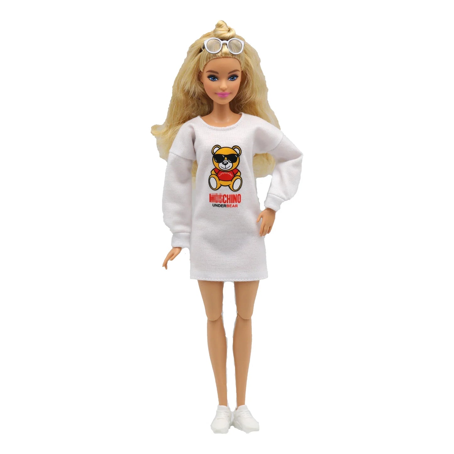 New 30cm 1/6 Doll little bear print white dress Daily Wear Accessories Clothes for Barbies doll
