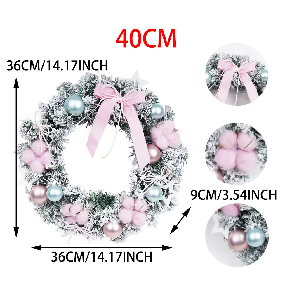 30/40cm Pink Snowflake Wreaths Holiday Decorations Wreaths Christmas Wreaths Hanging Ornaments Christmas Atmosphere Decoration