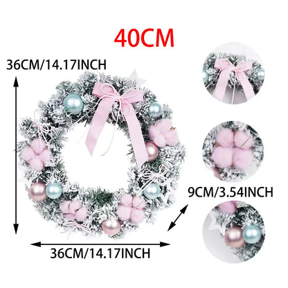30/40cm Pink Snowflake Wreaths Holiday Decorations Wreaths Christmas Wreaths Hanging Ornaments Christmas Atmosphere Decoration