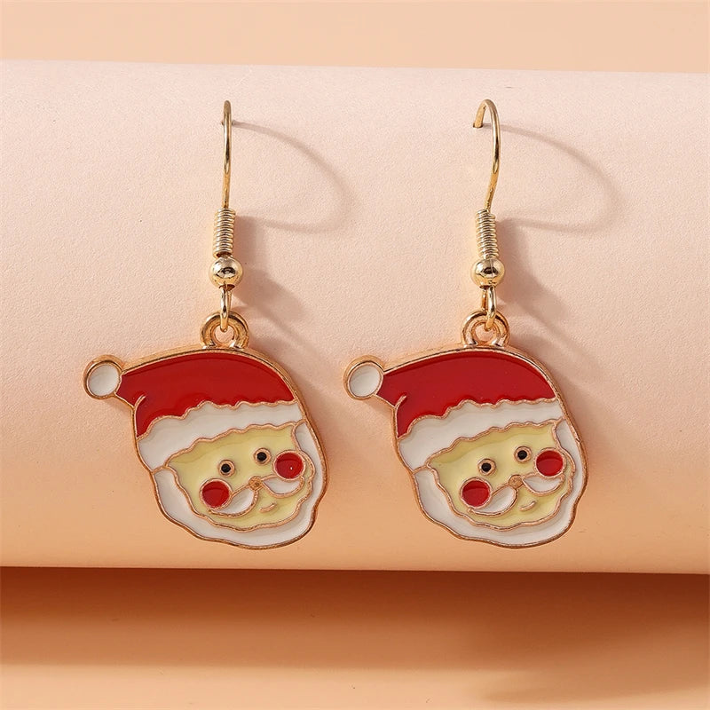 Fashion Merry Christmas Tree Deer Snowflake Santa Claus Drop Earrings for Women Girls New Year Party Festival Jewelry Gifts