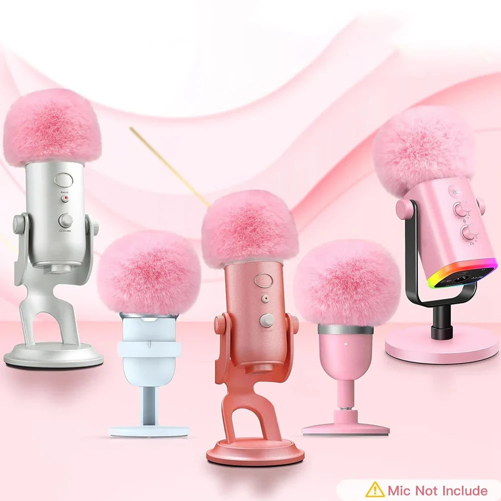 Mic Foam Cover for Blue Yeti Microphone,Mic Foam Cover with Furry Windscreen Muff Windshield for ZealSound K66 Pink