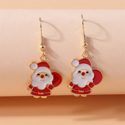 Fashion Merry Christmas Tree Deer Snowflake Santa Claus Drop Earrings for Women Girls New Year Party Festival Jewelry Gifts