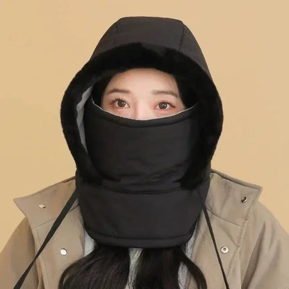 Cagoule thermique pour temps froid, écharpe d'hiver, capuche coupe-vent, chapeau en peluche, chauffe-cou, masque facial de Ski pour les activités de plein air