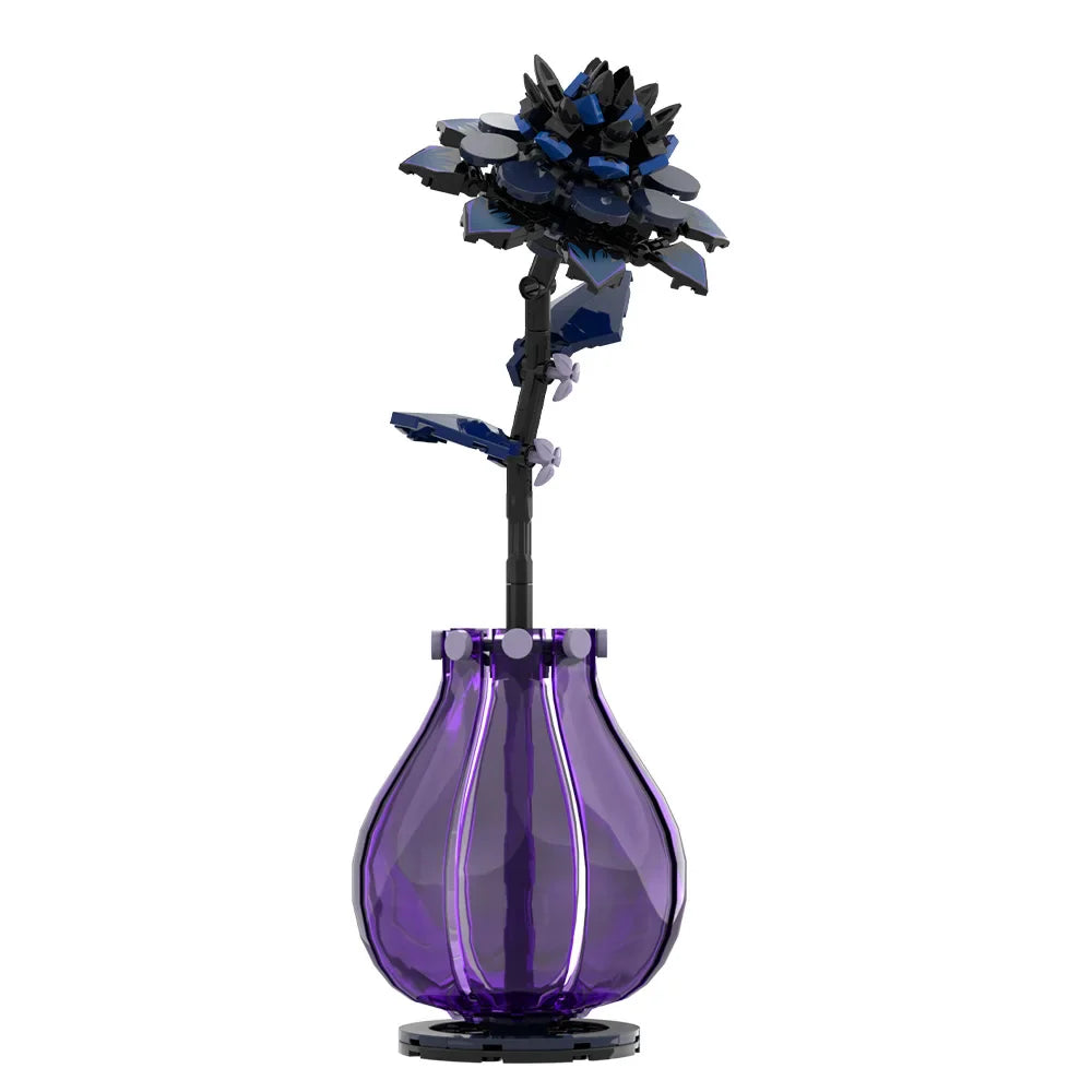 MOC Dahlia fleur blocs de construction modèle violet Dahlia fleur plantes en pot briques assemblage jouets saint valentin Couple bricolage cadeaux