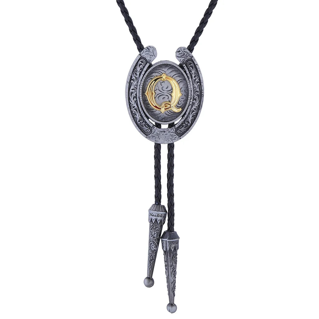 RechicGu-26 lettres Bolo pour homme, style western, cow-boy, cow-girl, cravate en cuir, collier rodéo, bijoux cadeaux, Dropshipping