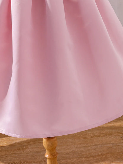 Robe d'été rose pour filles, élégante et douce, sans manches, robe de fête d'anniversaire