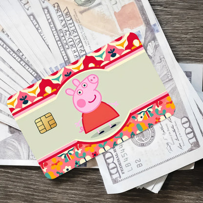 C-Cartoon Animation P-Peppas Pig Decorative Small Waterproof Chip 4PCS Card Sticker New Anti-Scratch
