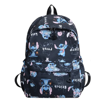 Cartoon Stitch Print Backpack Spacious Lightweight Travel Bag Waterproof School Backpack for College Students Teens Boys Girls
