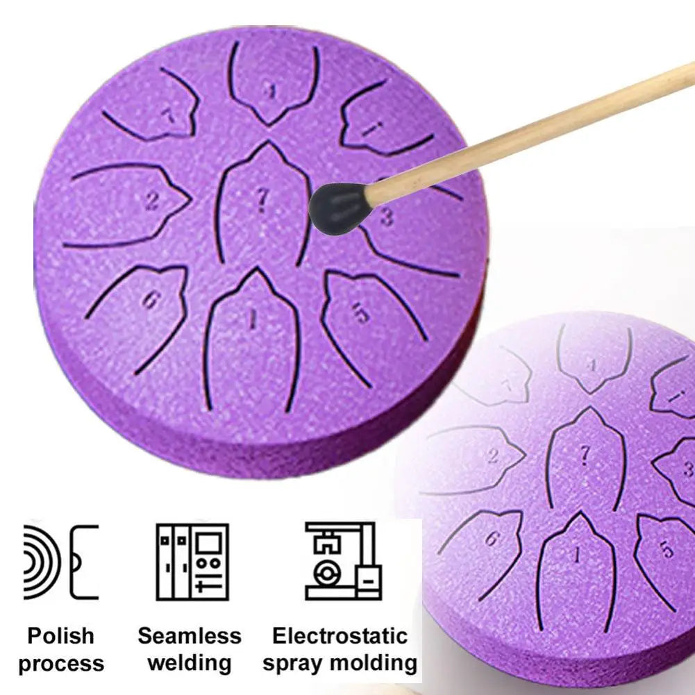 Steel Tongue Drum 4 Inch 9 Notes Percussion Instrument Balmy Drum with Drum Mallets Mini Handpan Drum for Meditation Yoga Majors