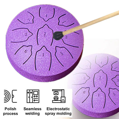 Steel Tongue Drum 4 Inch 9 Notes Percussion Instrument Balmy Drum with Drum Mallets Mini Handpan Drum for Meditation Yoga Majors