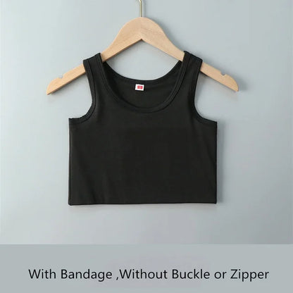 Women Flat Chest Binder With Bandage Pullover Half Length Corset Tank Top FTM Lesbian Transgender Underwear Vest Breast Binder