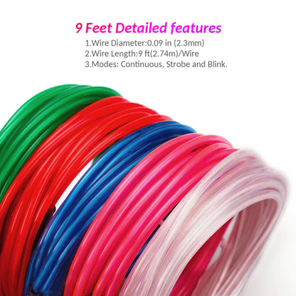 Câble lumineux EL Wire 1m/3m/5m, lumières d'ambiance intérieure de voiture, fête de danse, maison, néon, bricolage, Costumes, décoration, bande LED, lumière ambiante