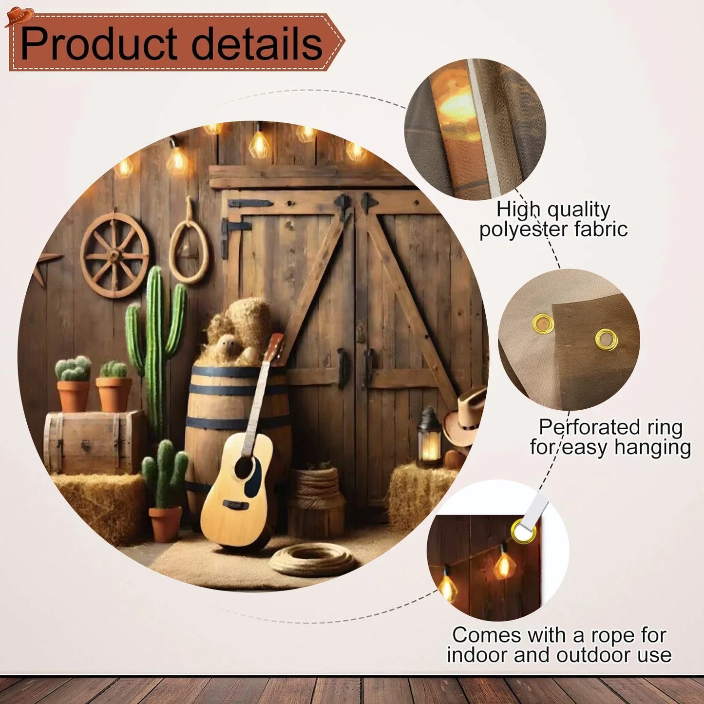 Western Party Backdrop Western Cowboy Party Decoration West Decor Wooden House Barn Photo Background for Birthday Wedding Supply