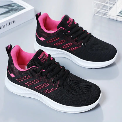 Chaussures de sport pour femmes Chaussures individuelles décontractées respirantes à semelle souple chaussures de course en maille volante d'automne