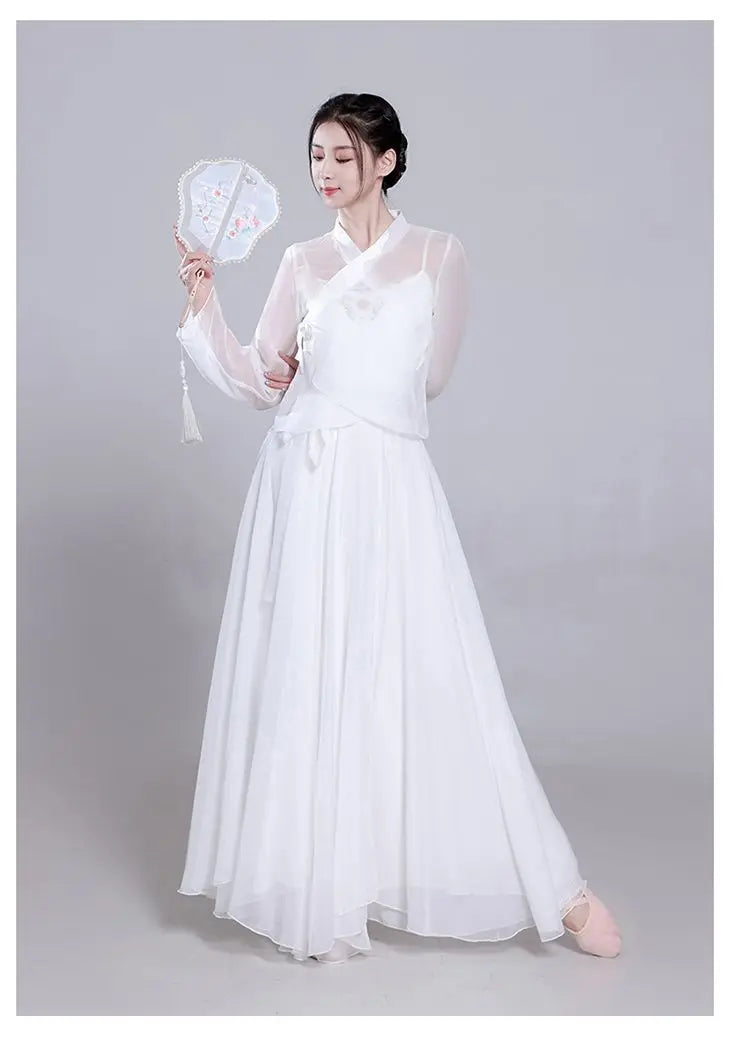 Ele Classical Dance Costume White Gauzy Skirt Super Fairy T Performance Suit Fene Dra Design Beautiful Mythology