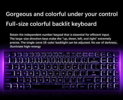 New 12th Gaming Laptop 16.1 Inch Intel i9-12900H NVIDIA RTX 3060 6G Windows11 2.5K IPS Screen 144Hz RGB Keyboard WIFI 6 BT5.2