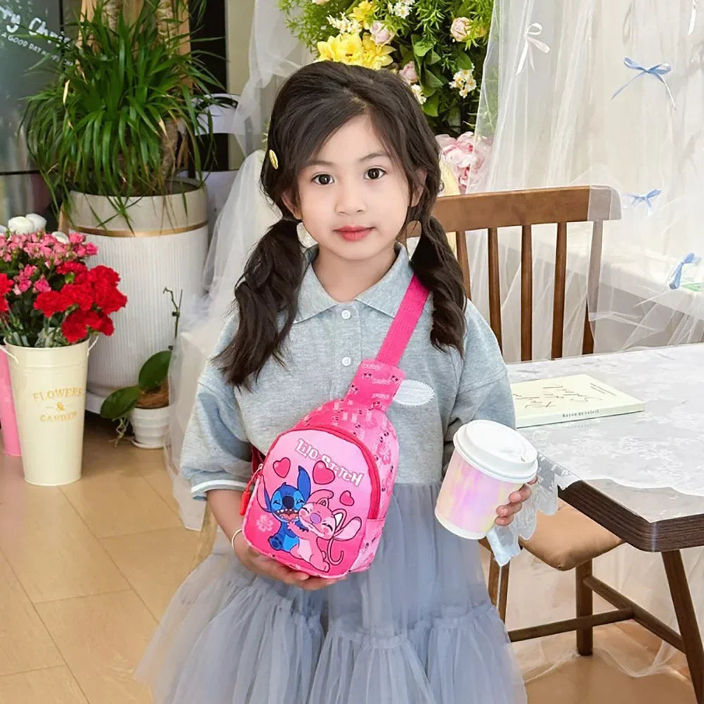 Sacoches à bandoulière Stitch mignon dessin animé, sacs de poitrine Kawaii, sacoche de voyage portable à la mode, sac fourre-tout extérieur, sacs à dos pour enfants, cadeaux
