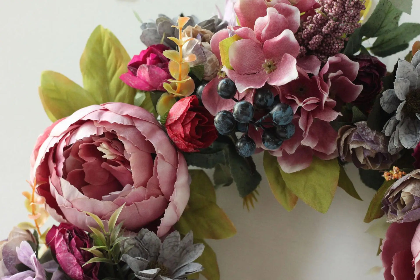 Artificial Retro Peony Flower Wreath 35CM Candlestick Wreath Christmas Halloween Decorative Flower Wedding Home Decor