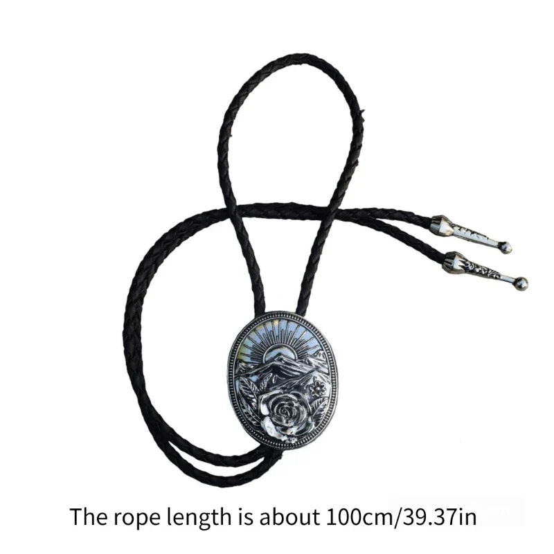 Collier occidental F42F, pendentif Rose sculpté, cravate Bolo pour adolescente, chemise, pull, décors
