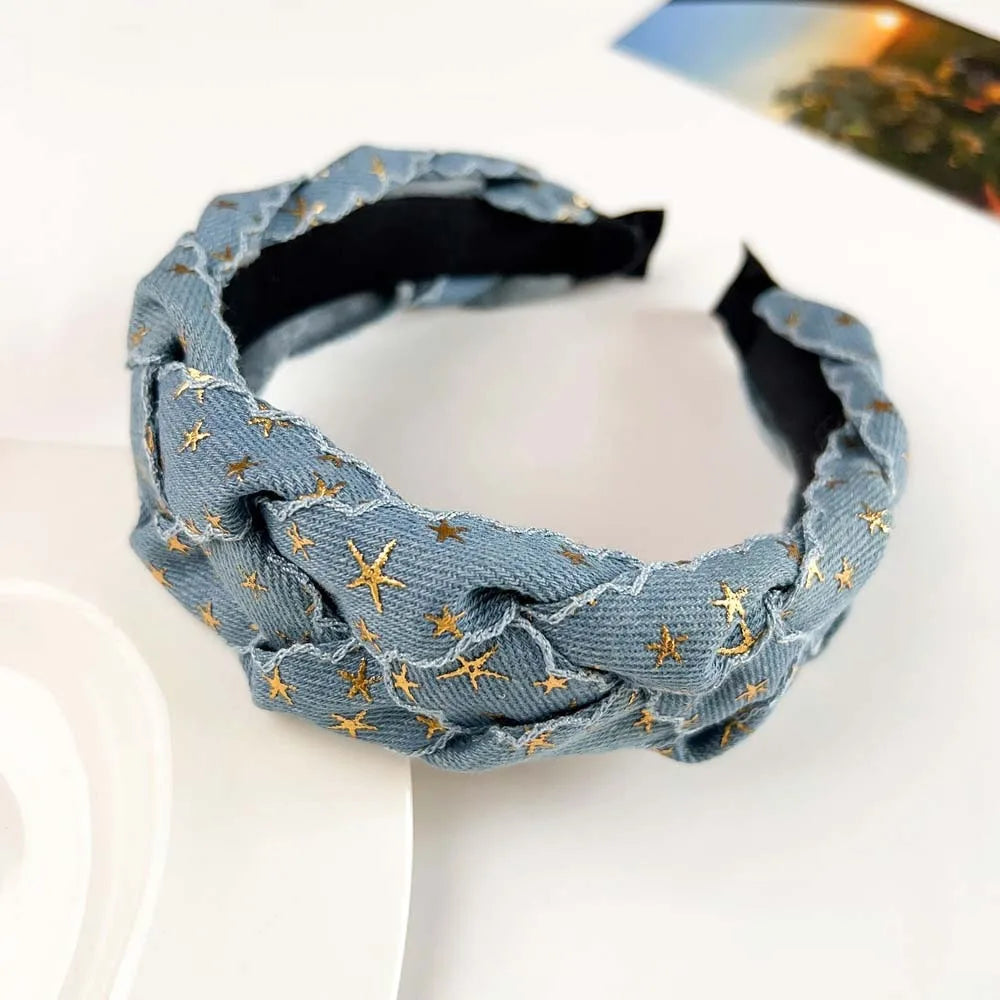Bandeau en jean style cowboy coréen, coiffure en jean noué, accessoires pour cheveux, chapeaux cowboy, cerceau à cheveux streetwear