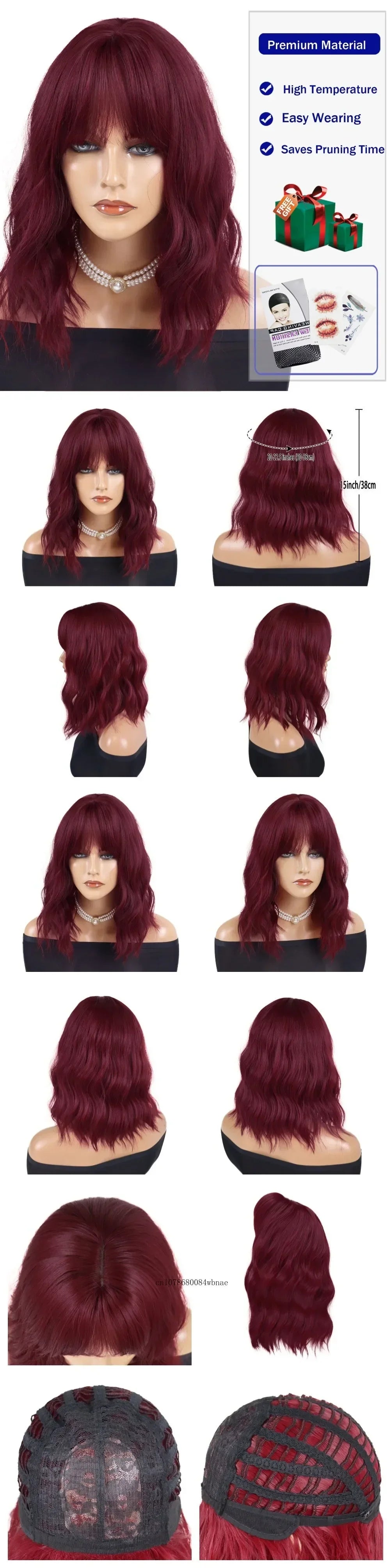 Synthetic Hair Blonde Short Curly Bob Wigs with Bangs Yellow Lolita Cosplay Wig for Women Daily Party Cosplay Heat Resistant