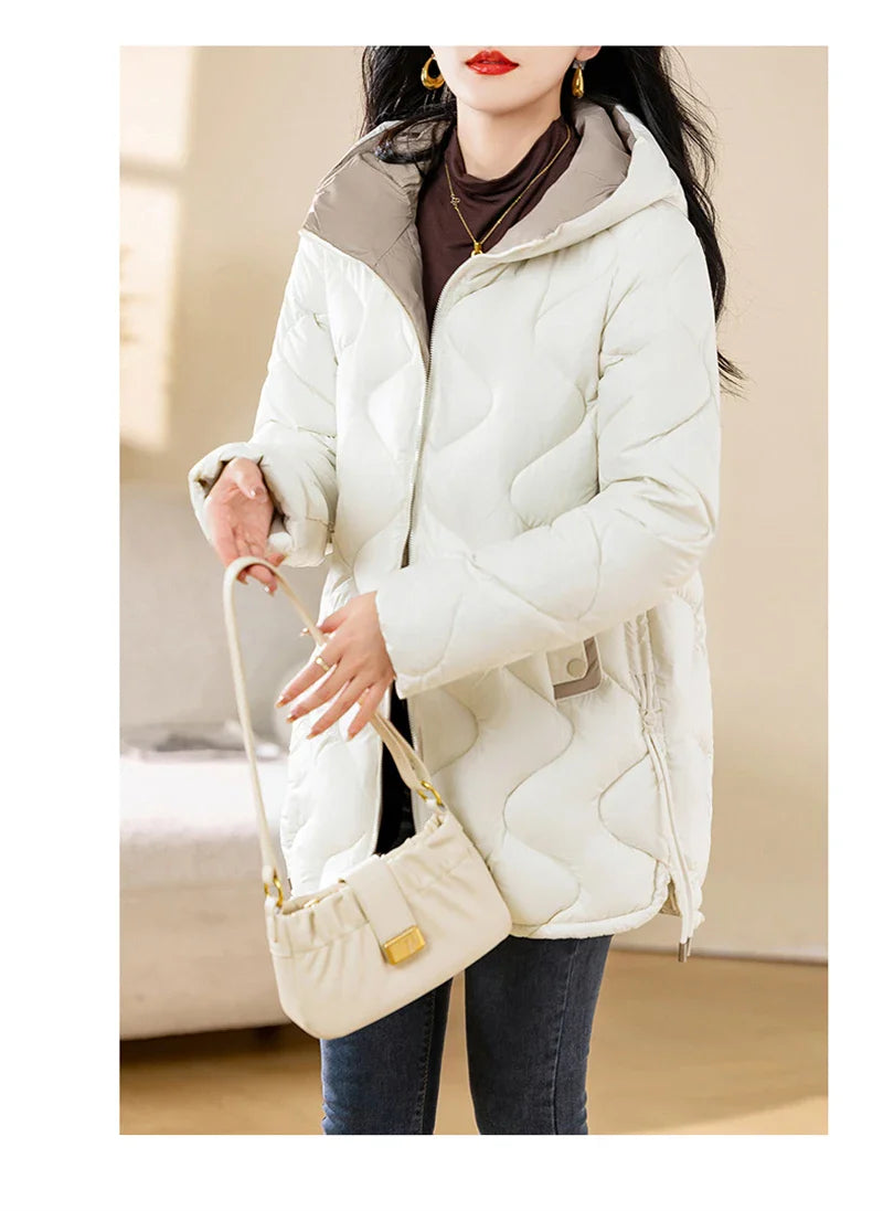 2024 New Winter Jacket Parkas Women Coat Fur Collar Hooded Overcoat Female Jacket Parka Thick Warm Cotton Padded Outwear