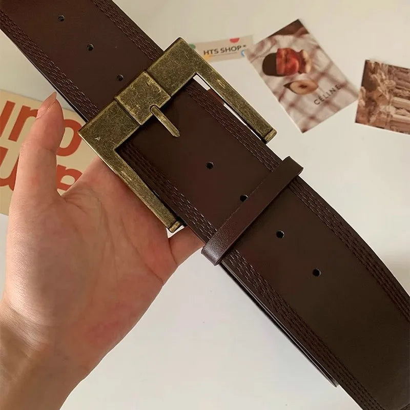 Desinger ceintures pour femmes Vintage large ceinture grande taille Western Cowgirl Cowboy Goth Y2k marron moyen âge mode ceinture femme