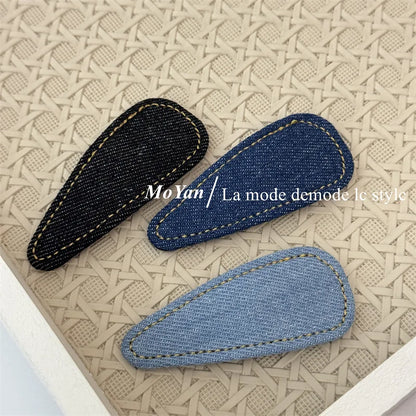 Rétro simple denim bleu haut de gamme nouvelle épingle à cheveux cheveux cassés épingle à cheveux frange BB clip tempérament polyvalent clip latéral