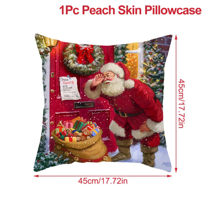 Housse de coussin de noël, père noël, décor de joyeux noël pour la maison, ornements de noël 2025, cadeaux de noël, nouvel an 2026