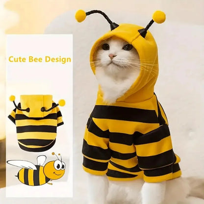 Sweat à capuche pour animaux de compagnie thème Abeille mignonne 2025 - Un pull douillet en tricot pour chiots et chats, parfait pour les costumes de cosplay de fêtes de fin d'année