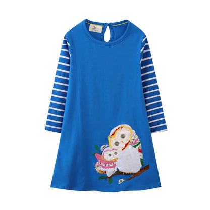 Jumping Meters Paint Brush Children's School Dresses With Pockets Pen Embroidery Long Sleeve Autumn Kids Preppy Style Dress