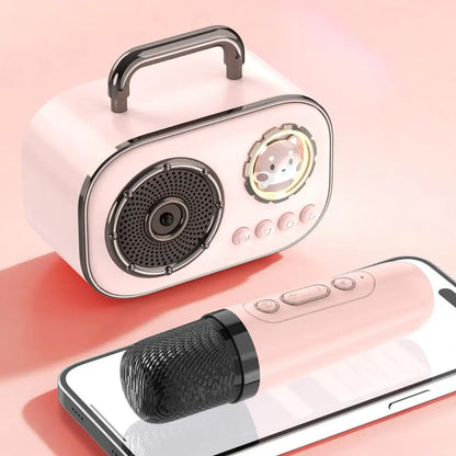 Kids Karaoke Machine Mini Wireless Karaoke Machine With Microphone Long Battery Life Rechargeable Audio Supplies With Dual Mic