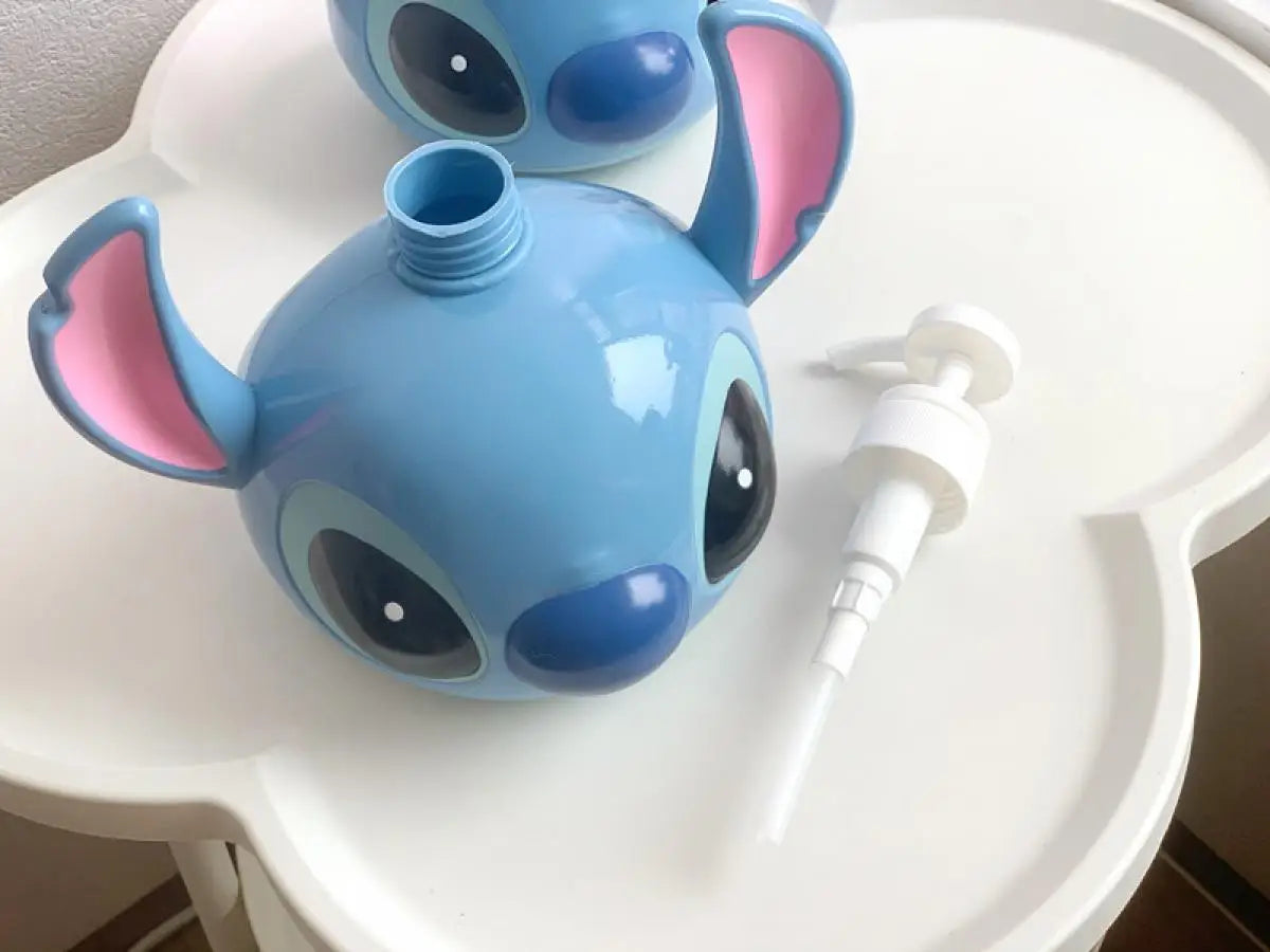 Stitch Sitting Position Lotion Bottle Refillable Pump Container for Shampoo Body Wash Cute Cartoon Travel Dispenser Bathroom Use