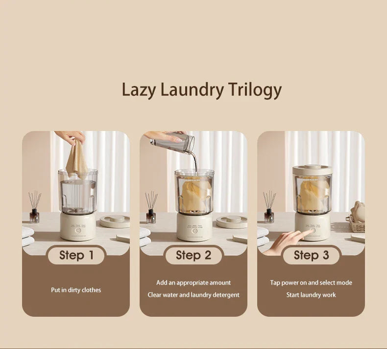 Mini Washer Underwear&Socks Makeup Brush Cleaner Washer Rechargeable Wireless Portable for Travel/Home/Dormit