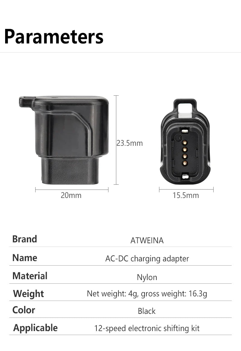 ATWEINA – adaptateur de chargeur de batterie de vélo 12 vitesses, pour équipement de cyclisme 12S 12V Shimano Di2 Dura-Ace R9200/Ultegra R8100/105 R7100