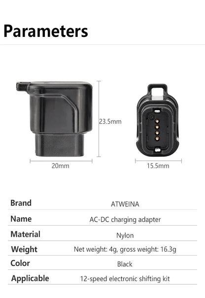 ATWEINA – adaptateur de chargeur de batterie de vélo 12 vitesses, pour équipement de cyclisme 12S 12V Shimano Di2 Dura-Ace R9200/Ultegra R8100/105 R7100