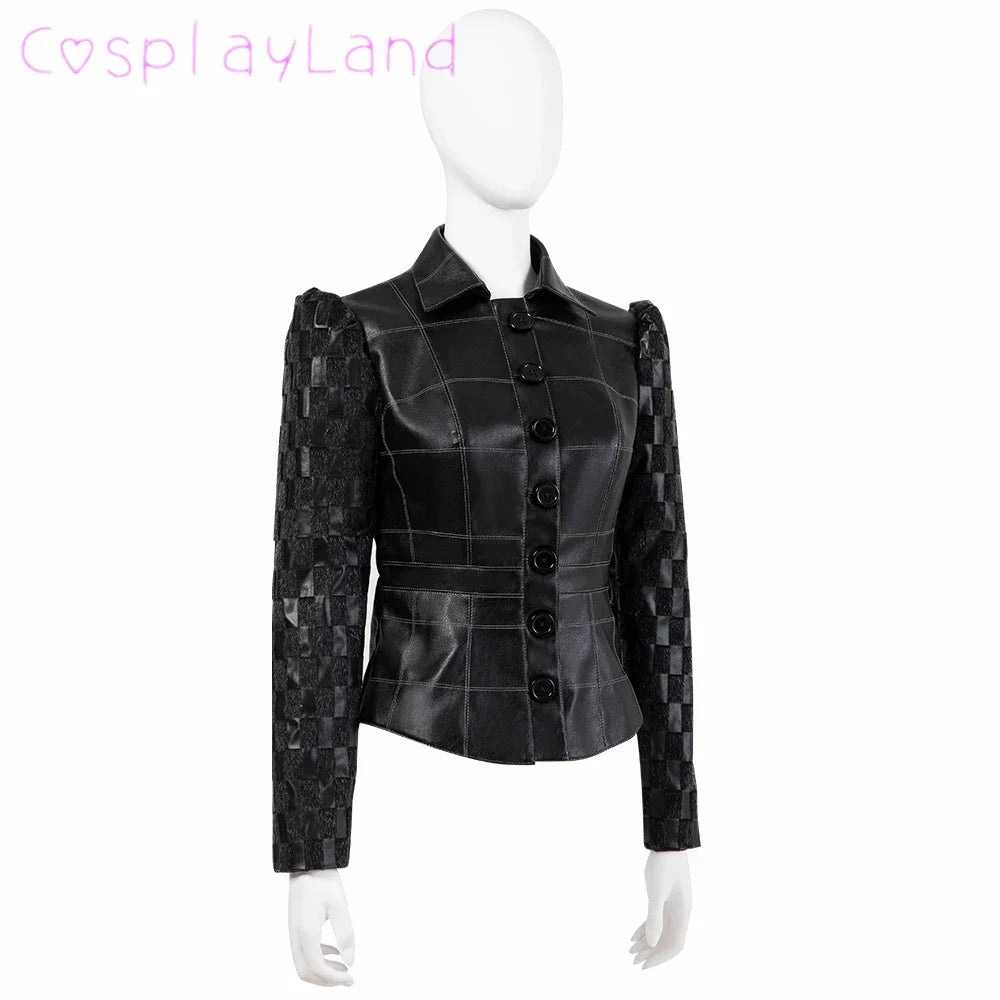 Cruella Costume Halloween Evil Queen Cosplay Outfit Black Fashion Lady Dresses Fancy Emma Formal Suit Jacket Skirt Gloves