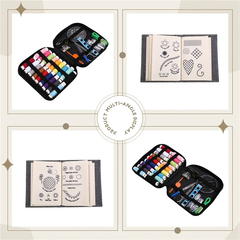 B84B-DIY Stitch Book With Tool Set,Embroidery Felt Book With Needle And Thread Sewing Patterns For Beginners,Embroidery Gift