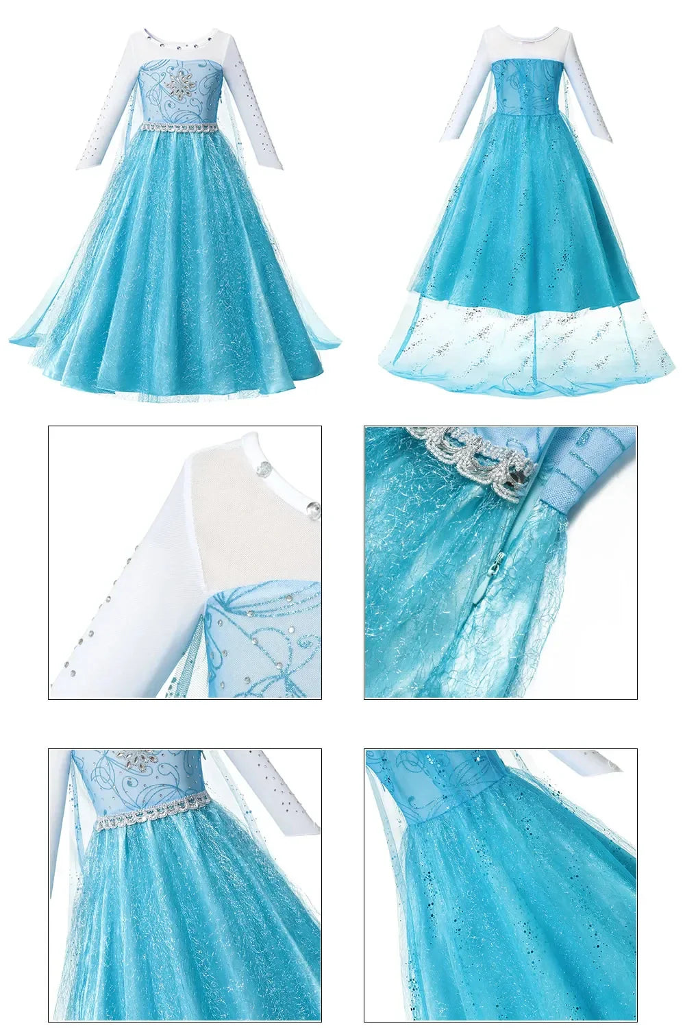 Snow Queen Girls Dress Princess Anna Elsa 2 Dresses Kids Fancy Children Vestidos Birthday Carnival Fancy Party Disguise