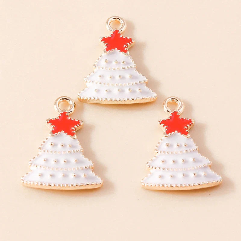 Leslie-Breloques de Noël en émail, arbre flocon de neige, chaussette, cerf, bonhomme de neige, bijoux de bricolage, cadeaux de Noël et du Nouvel An, 10 pièces