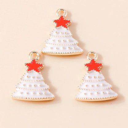 Leslie-Breloques de Noël en émail, arbre flocon de neige, chaussette, cerf, bonhomme de neige, bijoux de bricolage, cadeaux de Noël et du Nouvel An, 10 pièces