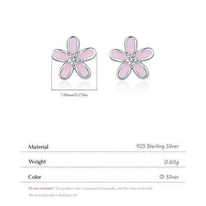 925 Sterling Silver Colorful Enamel Flower Stud Earrings - Minimalist & Cute