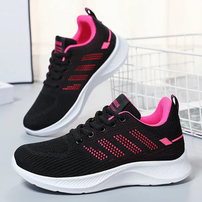 Chaussures de sport pour femmes Chaussures individuelles décontractées respirantes à semelle souple chaussures de course en maille volante d'automne