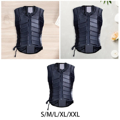 Equestrian Vest Professional Padded Horse Riding Vest Black Zipper Protector Gear Waistcoat